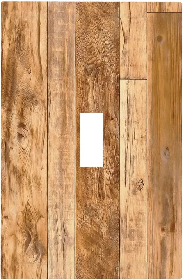 Decorative Light Switch Cover Plate Rustic Wood Color Natural Wood Texture 1 Gang Single Toggle Wall Plate Electrical Outlet Covers Decorate Switch Plate Cover for Farmhouse Home Decor