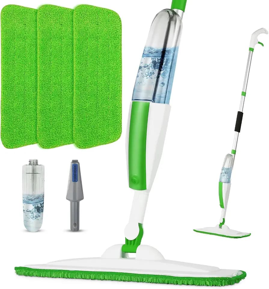 Wet Spray Mop for Floor Cleaning with 14 oz Bottle & 3 Microfiber Pads