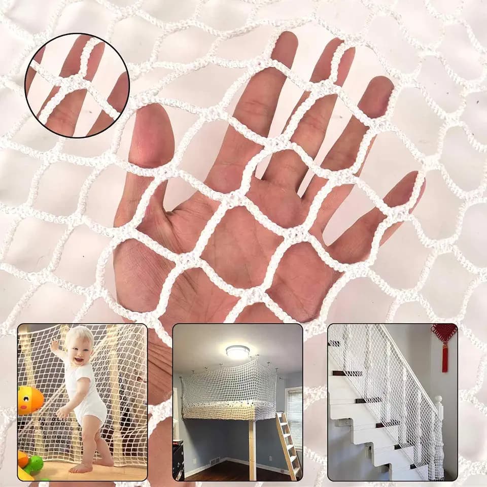 Balcony Netting for Pets,Apartment,Stair,Trampoline,Playground,Child Safety Rope Net,Driveway Net for Kids Safety,Baseball Softball Net Sports Netting (3.3ft×16.5ft, White)