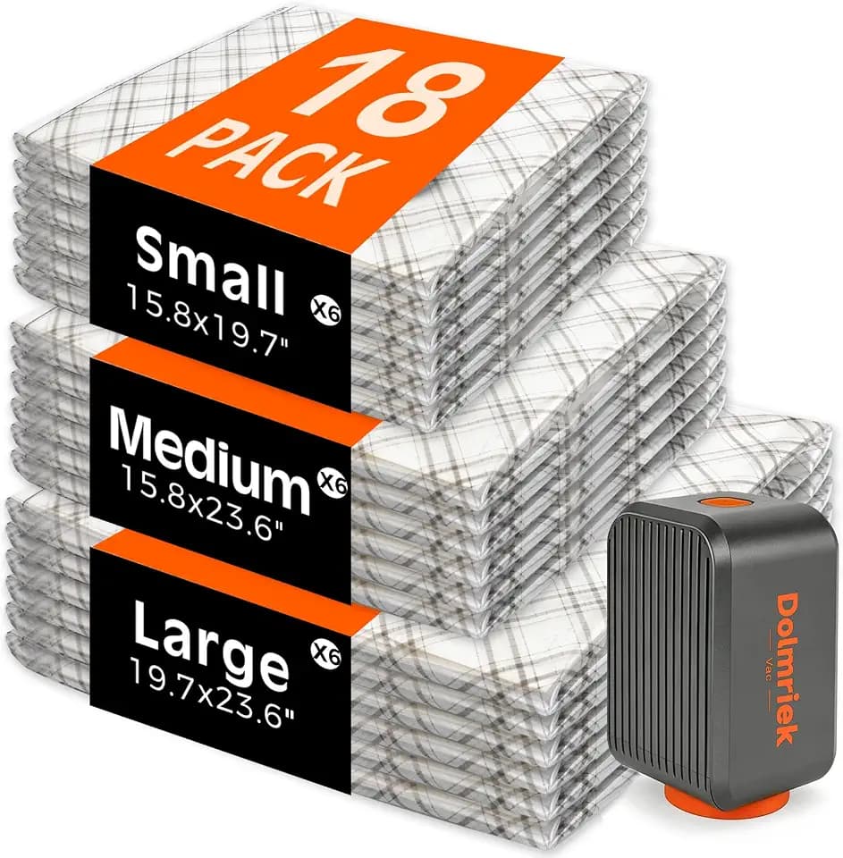 18-Pack Vacuum Seal Bags for Clothing Travel with Cordless Pump