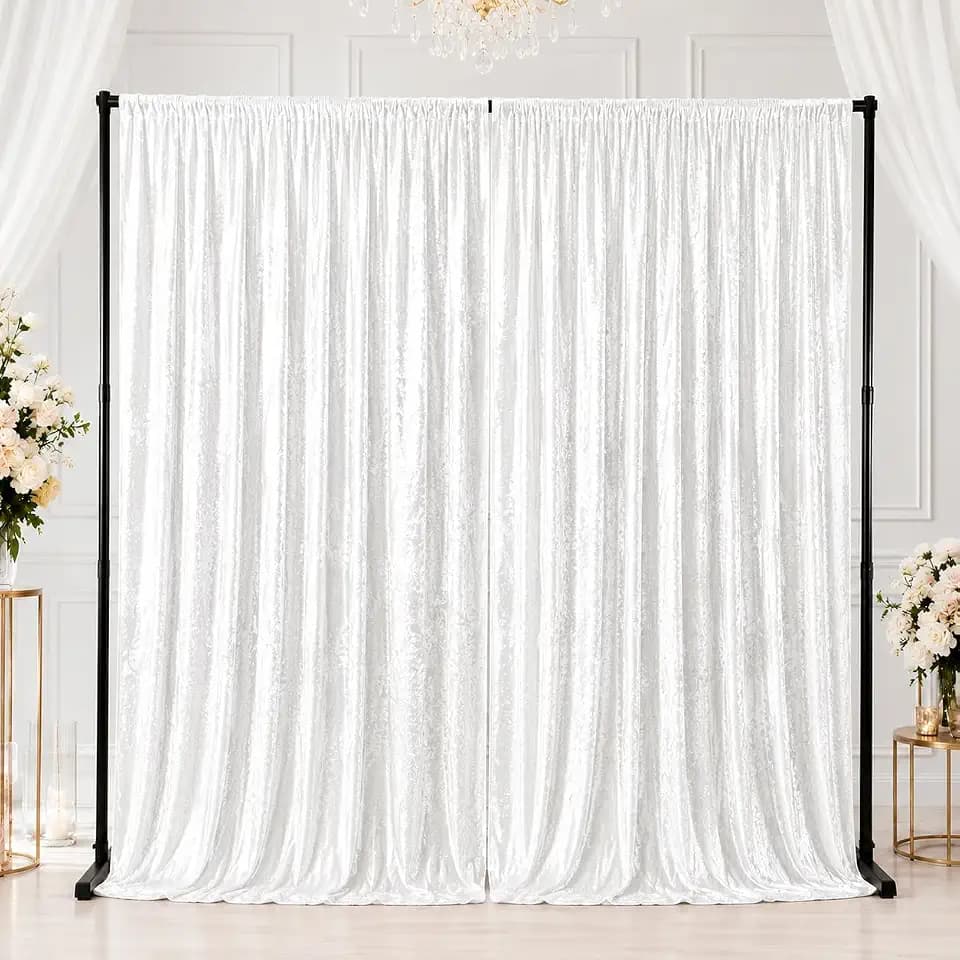 AK TRADING CO. 10 feet x 10 feet Lush Velvet Backdrop Drapes Curtains Panels with Rod Pockets - Wedding Ceremony Party Home Window Decorations - White