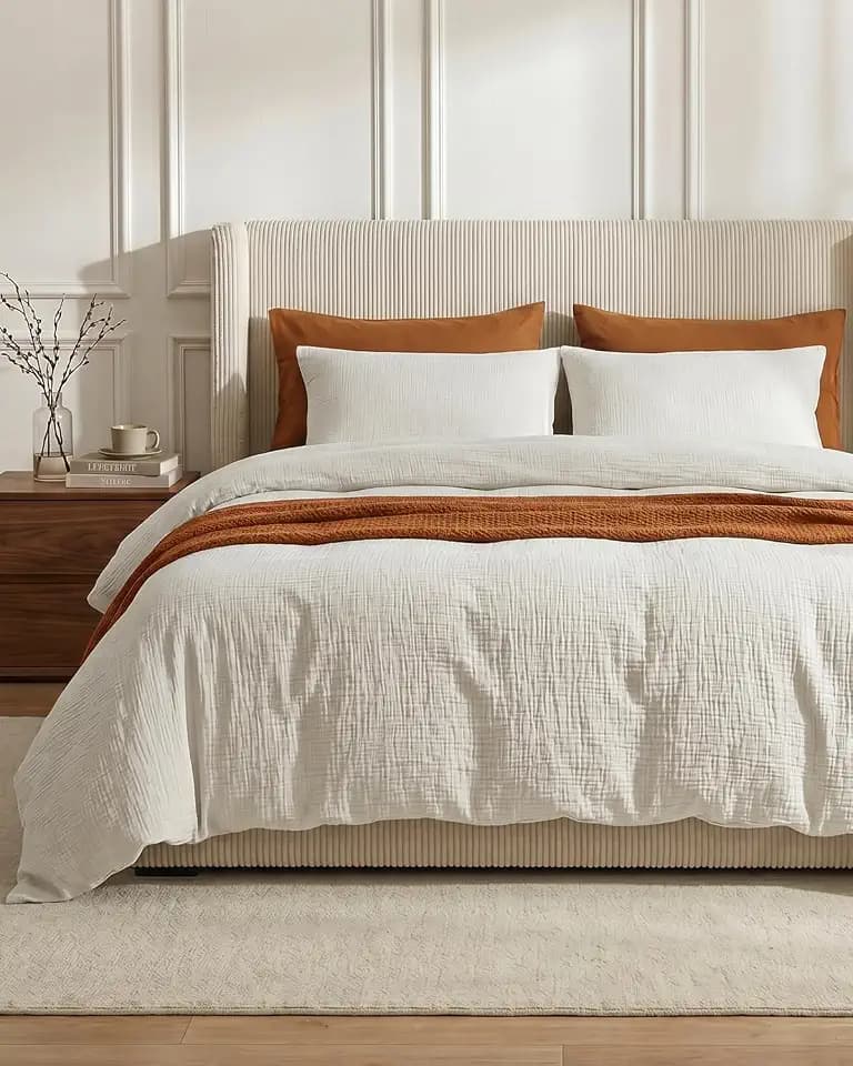 SE SOFTEXLY Muslin Duvet Cover Oversized King Size, 100% Washed Cotton Duvet Cover Set, Ultra Soft Comforter Cover Linen Like, 3 Pieces Gauze Duvet Cover with 2 Pillowcases, 98"x120", White
