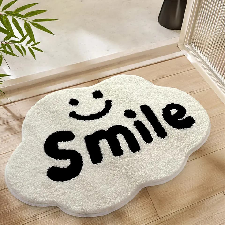 Ankah Bathroom Rugs Bath Mat, Luxury Soft Shaggy Microfiber Shower Rug, Absorbent & Slip Resistant Plush Carpets, Hotel Spa Shower & Bathtub Mats | Machine Washable, 21.6" x 31.5", Cloud Smile
