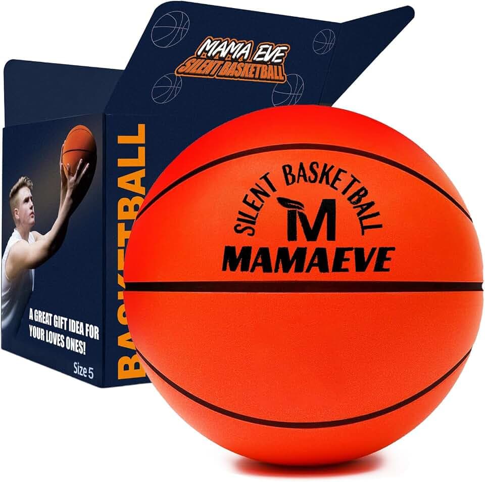 Silent Basketball Size 7-Size 5-Size 3, New Upgraded Grooved Airless Indoor Basketball, Real Feel & Bounce Like Official Ball, Quiet Dribbling Indoor Training