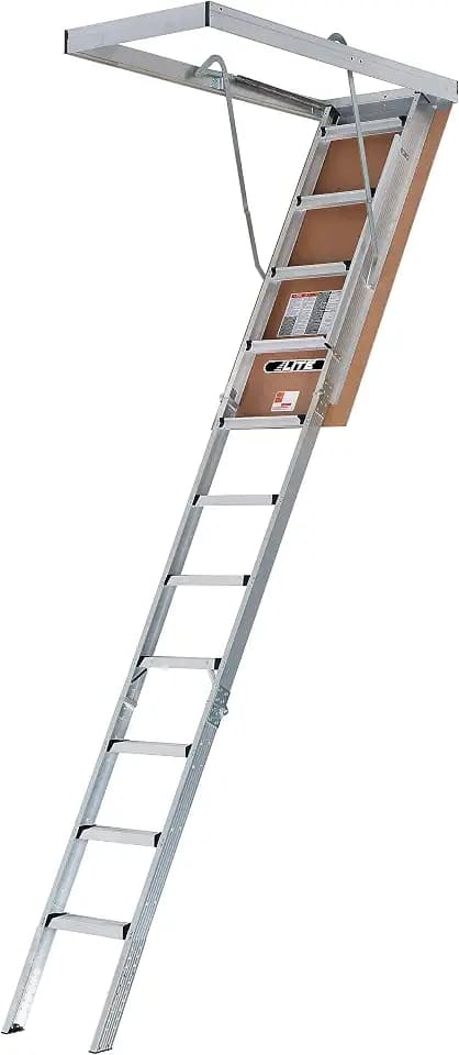 LITE 10 ft Aluminum Attic Ladder, 54 x 22.5 in, Type IAA, 375 lbs