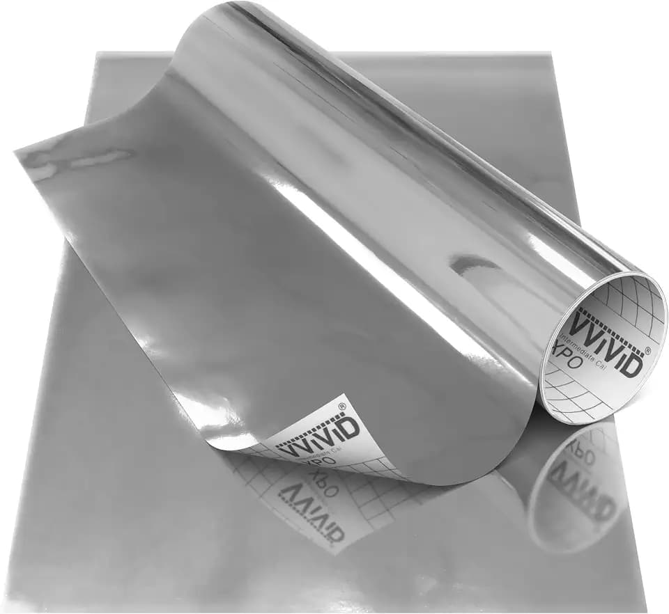 VViViD Chrome Silver Gloss DECO65 Permanent Adhesive Craft Vinyl for Cricut, Silhouette & Cameo (12" x 7ft)