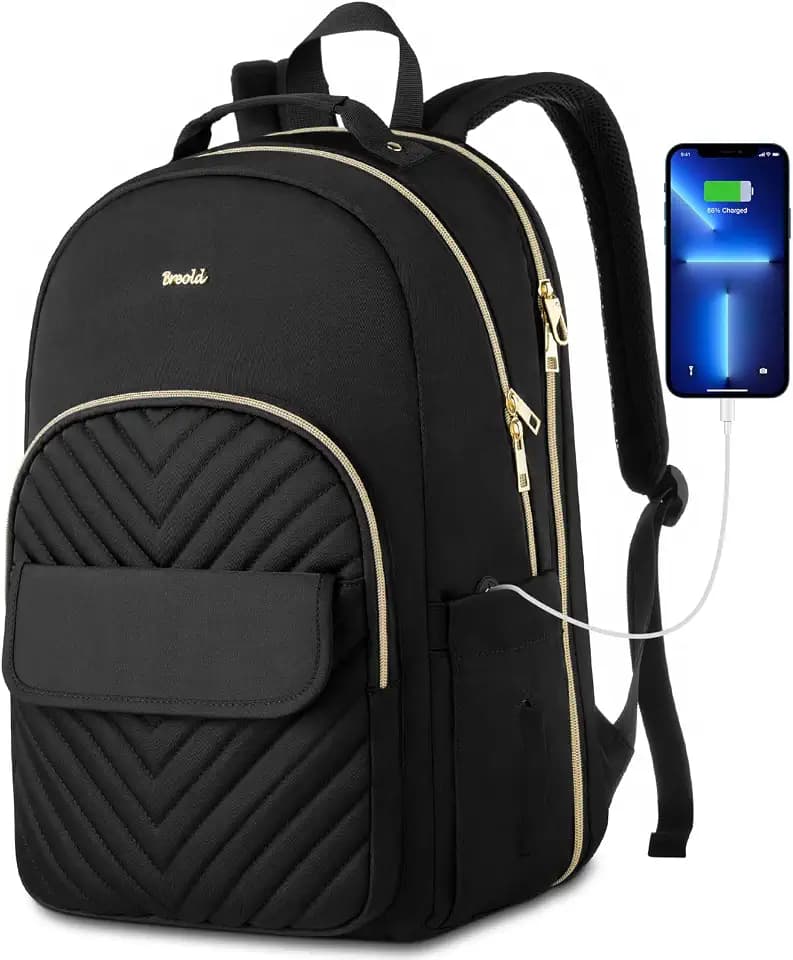 Rucksack Laptop Damen Schwarz,Rucksack Damen Arbeit für Büro Freizeit Job mit USB für Uni Schule Frauen, Mädchen, Muttertag