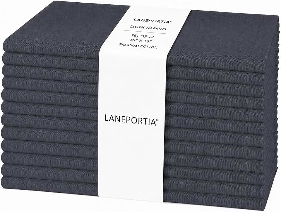 Cloth Napkins Set of 12 Solid Dinner Napkins 18x18 Inch, 100% Cotton, Soft Absorbent Reusable Washable Durable Napkin, Decorations, Restaurant, Wedding & Table Décor - Steel Grey