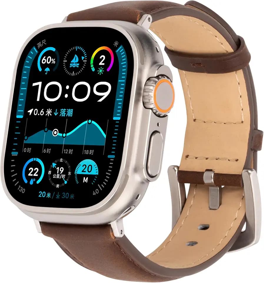 Echtes Lederarmband für Apple Watch Ultra Armband 49mm 46mm 45mm 44mm 42mm 41mm 40mm, Vintage Leder Armband für iWatch Serie 11 10 9 8 7 6 5 4 3 2 1, SE 3 2 1, Ultra 3 2 1