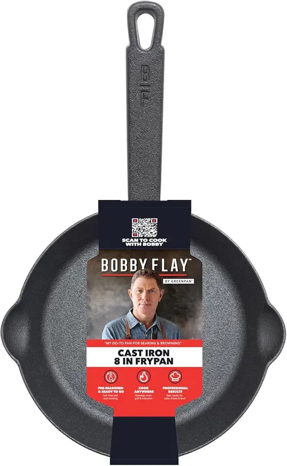 GreenPan x Bobby Flay 8" Pre-Seasoned Cast Iron Frying Pan Skillet