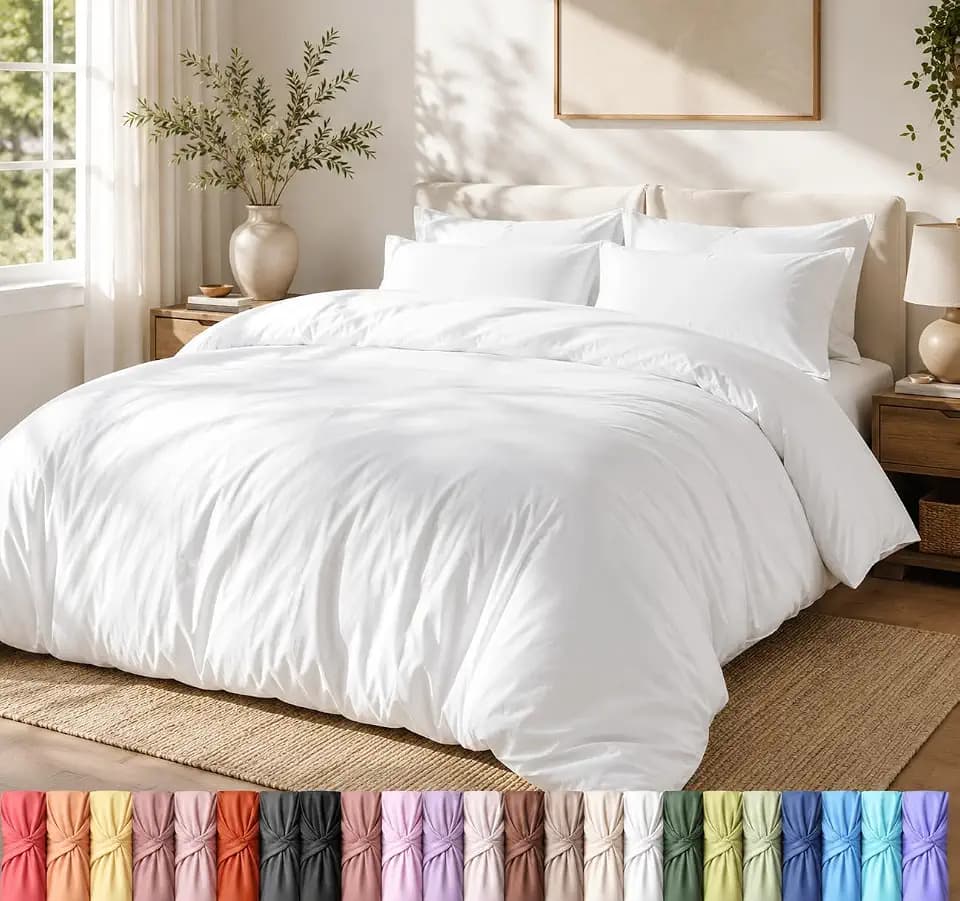 Utopia Bedding Duvet Cover Set with Pillowcases - 3 Pieces Bedding Duvet Cover with Zipper Closure - 1 Duvet Cover with 2 Pillowcases - Soft Brushed Microfiber (Queen, White)