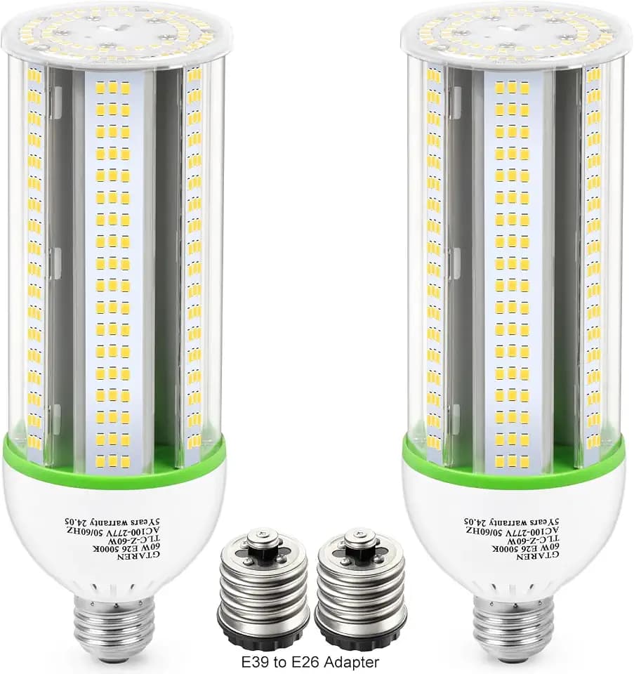 GTAREN 60W LED Corn Cob Bulb,600W Equivalent,5000K Daylight,E26/E39 Base, 8400 Lumens - Replace CFL/Metal Halide/HPS,for Warehouse,Workshop,Gym,Yard,Basement Lighting