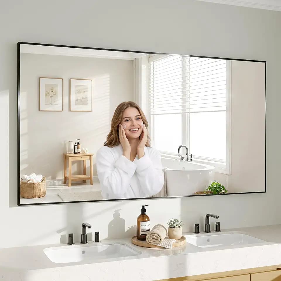 Koonmi Black Mirrors for Wall, 30x60 Inch Bathroom Mirror, Rectangular Wall Mirror for Living Room Bedroom Bathroom, Hangs Horizontally or Vertically