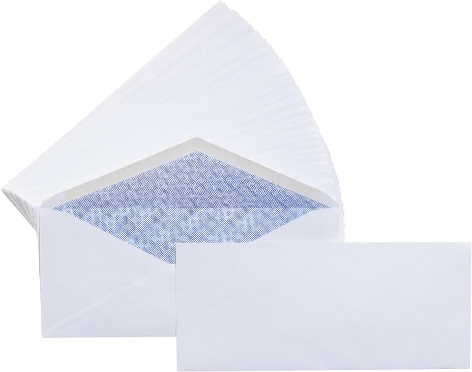 Amazon Basics #10 Security Tinted Business Envelopes for Documents and Invoices, Quality Seal, 4-1/8" x 9-1/2", White, Pack of 500