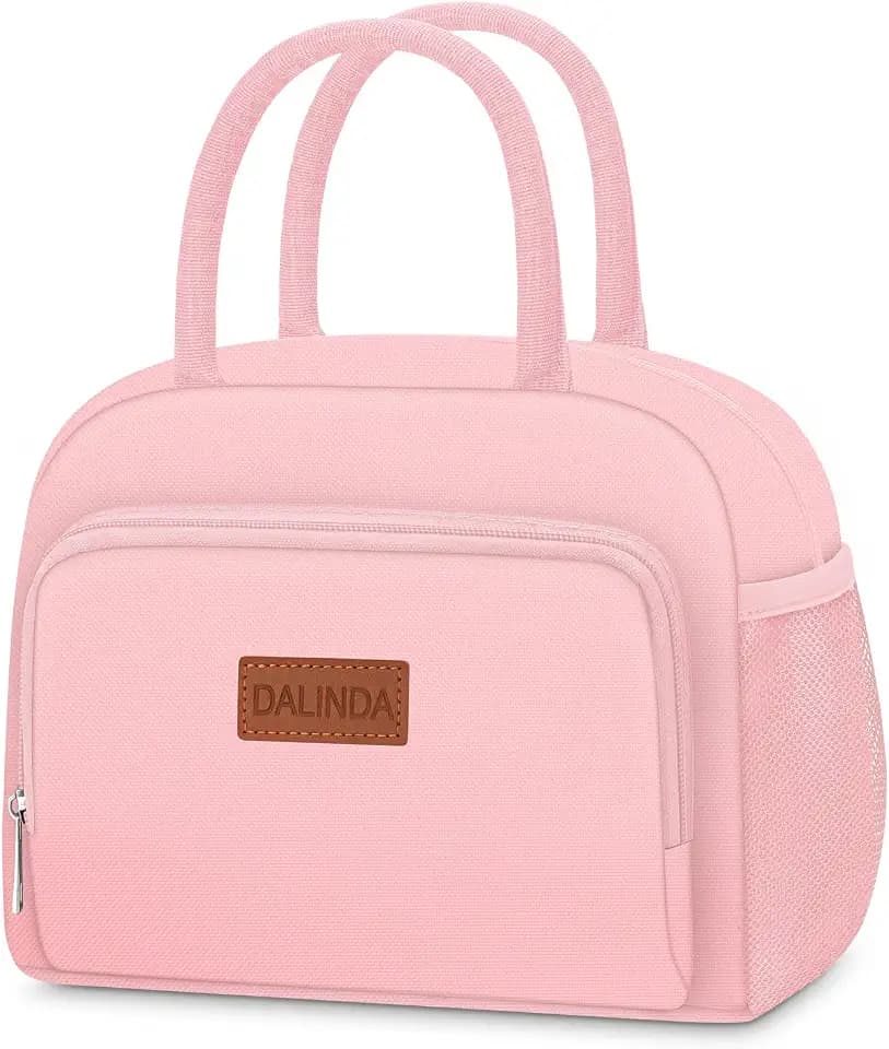 DALINDA Lunch Bag Lunch Box for Women Men, Insulated Lunch Bags Water-Resistant Cute Cooler Lunch Tote Bag, Reusable Large Capacity for Work Travel Picnic(Pink)