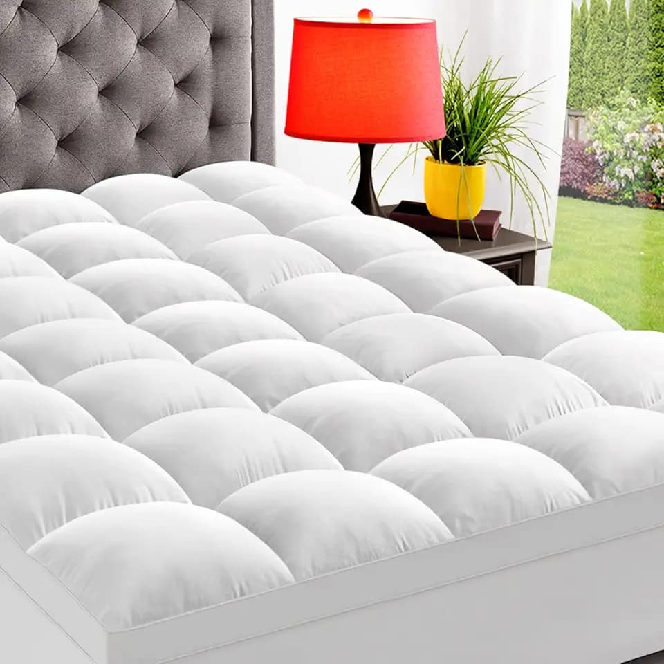 ELEMUSE King Mattress Topper, Extra Thick Pillow Top Mattress Pad Cover