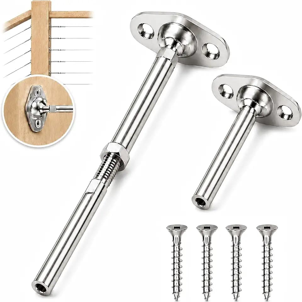 MR.RAIL 10 Pairs 1/8" Cable Railing Hardware, Swage Tensioner, Wood Posts