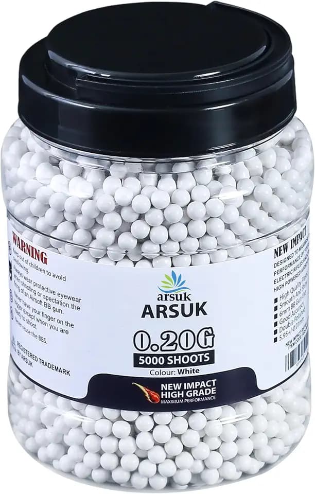 ARSUK 6mm Airsoft BBS – Seamless Plastic Pellets for Precision Target Practice & Airsoft Gameplay BBS for Airsoft Magazines and Accessories