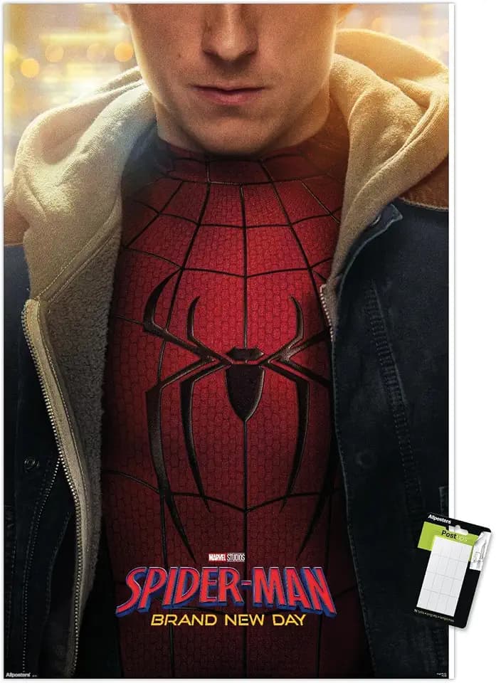 Marvel Spider-Man: Brand New Day (2026) - Peter One Sheet Wall Poster, 34L" x 22.4W", Premium Poster & Mount Bundle