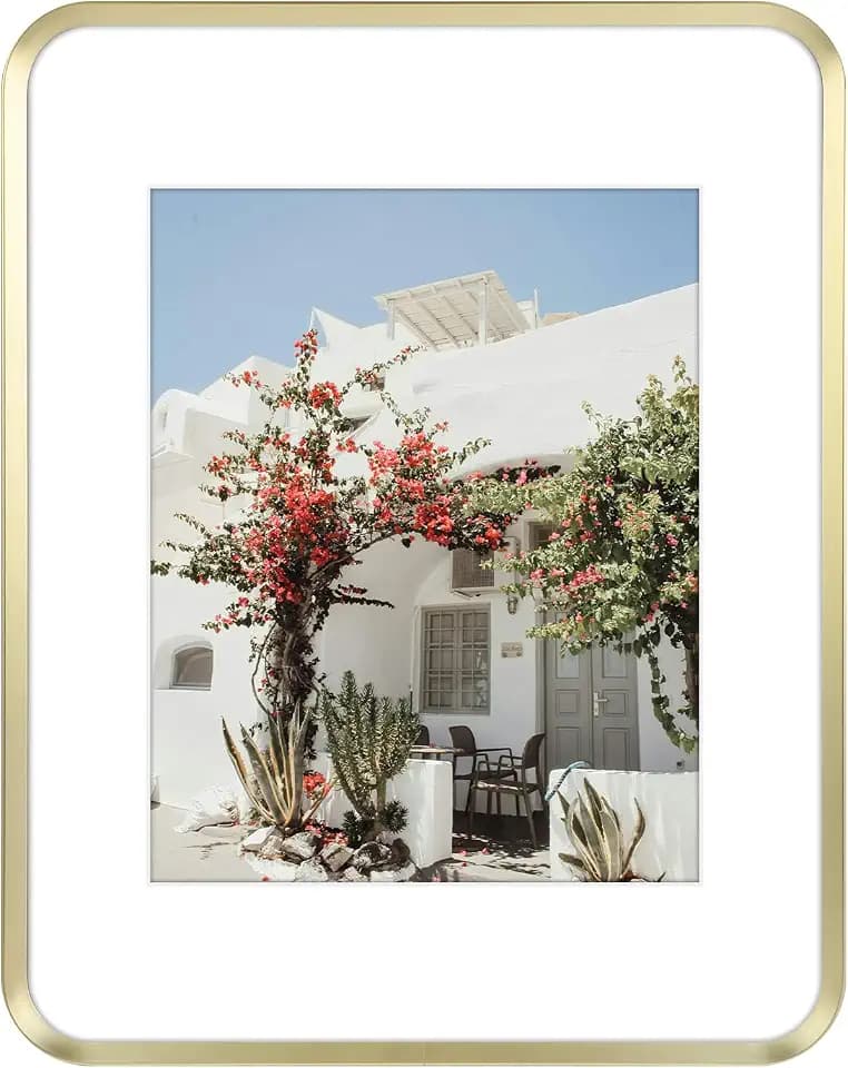 Golden State Art 11x14 Gold Aluminum Picture Frame Mat for 8x10 Real Glass