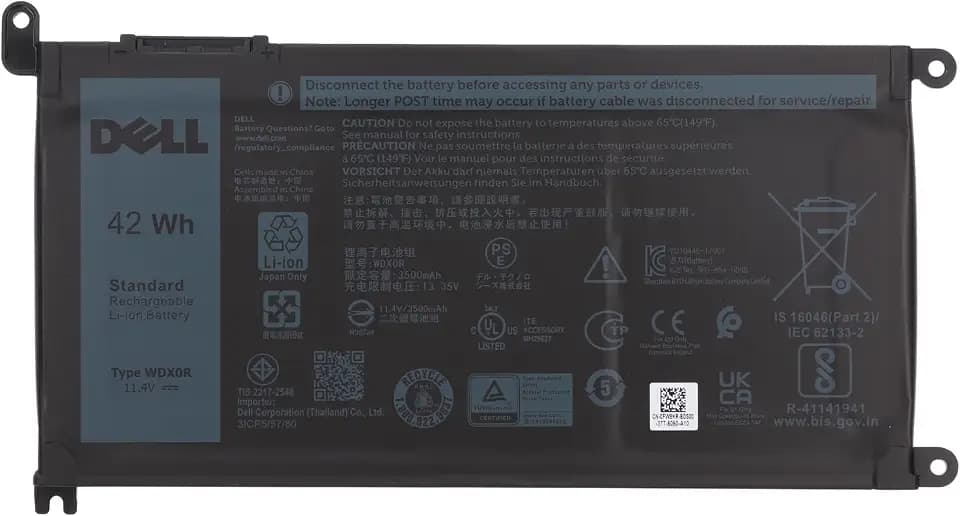 Original Dell-Ersatzakku WDX0R für Dell Inspiron 13 5368, 5378, 7368, 7378, Inspiron 15 5565, 5567, 5568, 5578, 7560, 7570, 7579, 7569, P58F und Inspiron 17 5765, 5767 (Typ WDX0R)