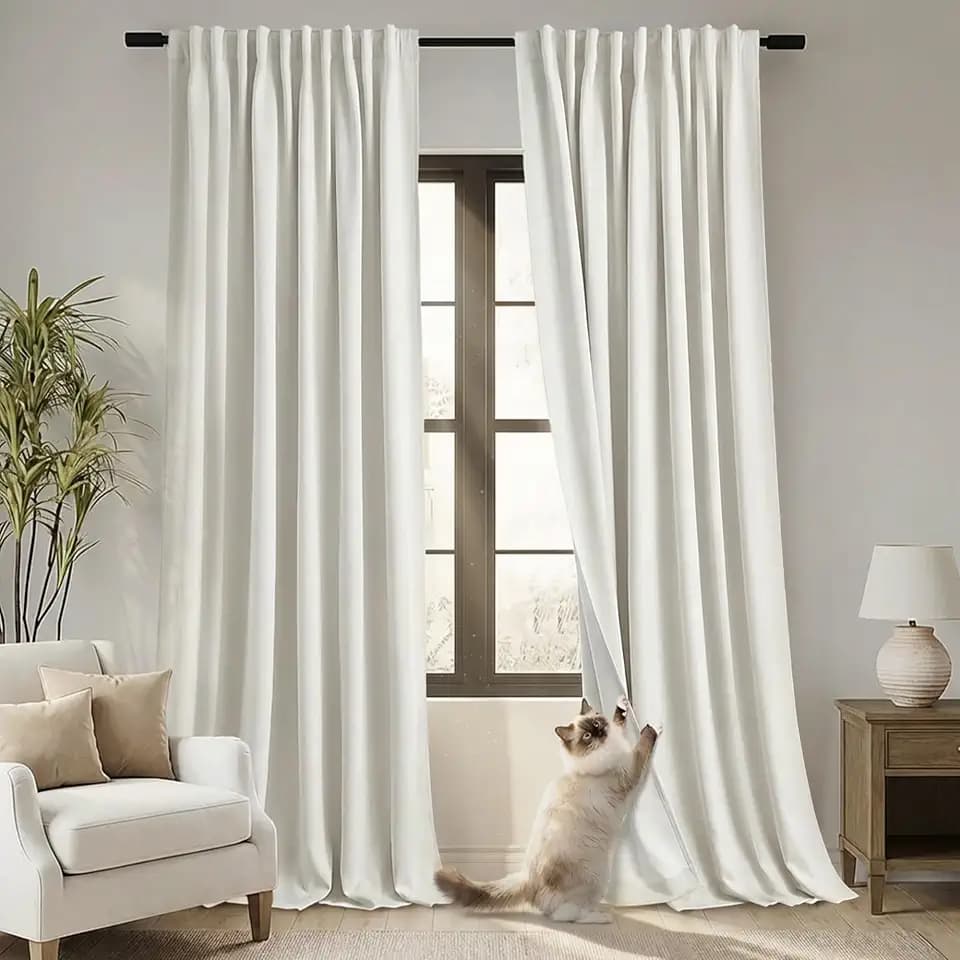 PANELSBURG Curtains Drapes 84 Inch Length 2 Panels Set,Blackout 70 Inches Extra Wide Curtains for 60 & 72 Inch Window,Black Out Sliding Door Curtain 84 Inches Long for Living Room Bedroom,70x84,Cream
