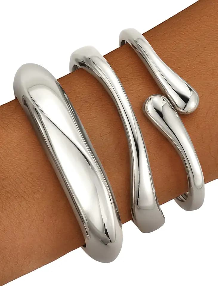 Chunky Gold Bangle Bracelets for Women – 14k Gold Plated