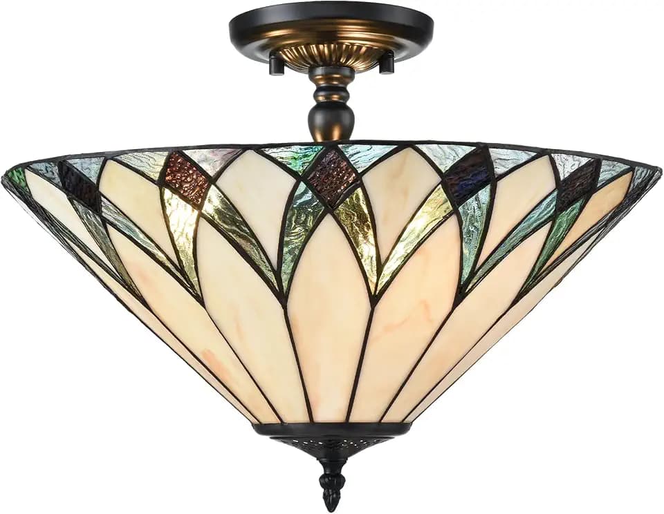 Tiffany Semi Flush Mount Ceiling Light 16.1-Inch