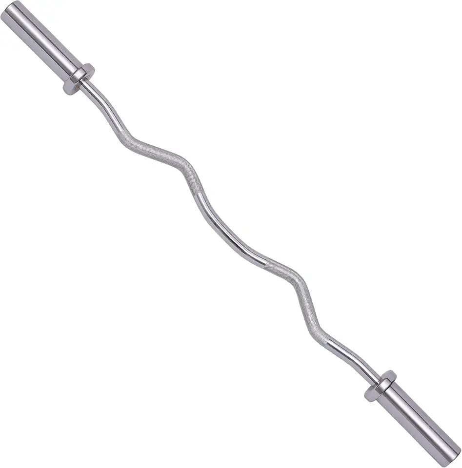 Signature Fitness Standard Olympic Super Curl Barbell Curl Bar Threaded Curl Bar, 48 inch