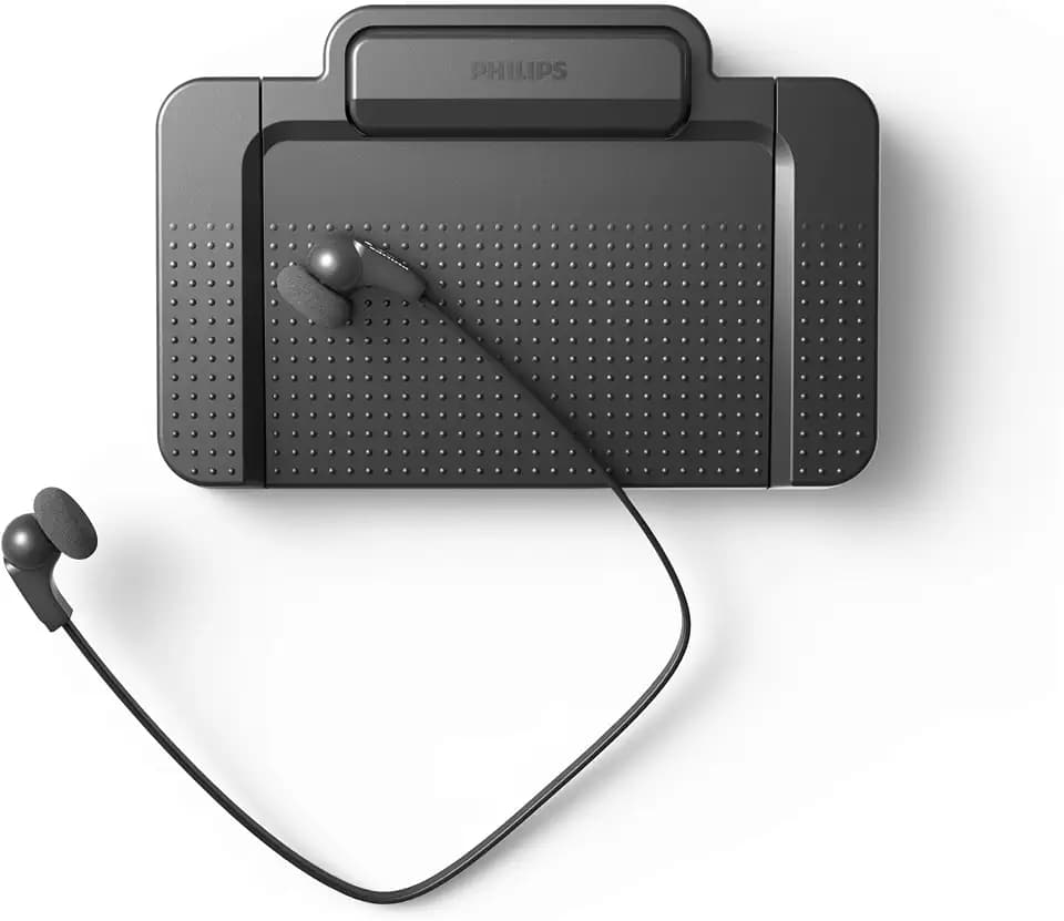 Philips LFH5220/03 Wiedergabe Set, USB-Fußschalter ACC2310, Kopfhörer LFH0334, Audio Adapter, Treiber und Dienstprogramme CD, Anthrazit