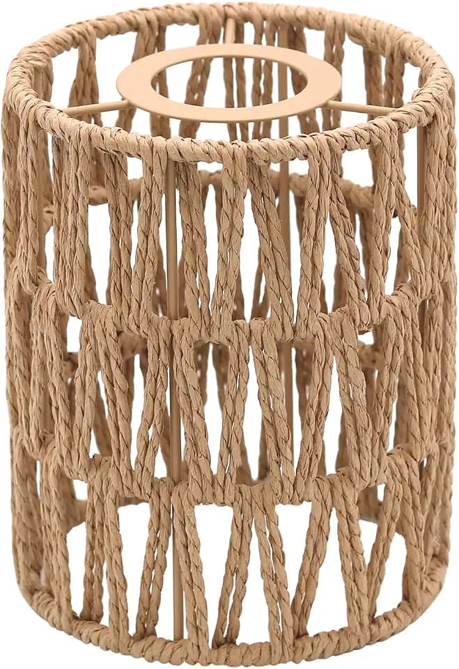 1-Pack Boho Rattan Lamp Shades, 5.9" H x 4.7" D Woven Small Shade Replacement, 3-Tier 1.62in Fitter Farmhouse Pendant Light Cover for Chandelier Floor Wall Lamp(Brown)