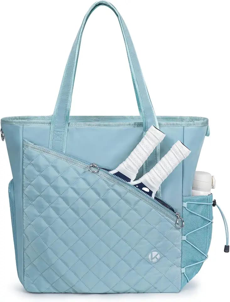 KAVIGOR Pickleball Tote Bag for Women with Fence Hook, Quilted Pickleball Bag Holds 3-4 Paddles with Shoe Compartment