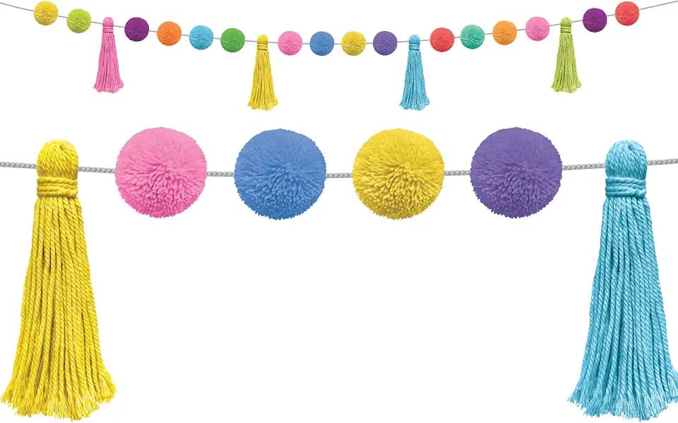 Teacher Created Resources Colorful Pom-Poms and Tassels Garland
