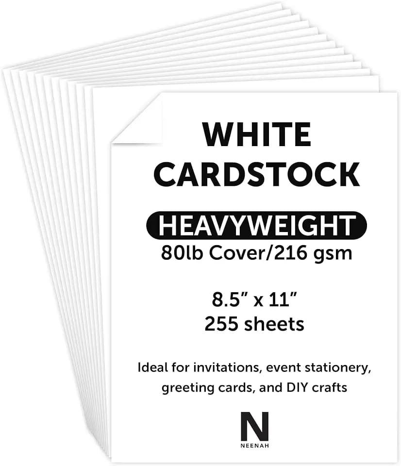 Neenah White Cover Cardstock, 80 lb. Heavyweight Cover Stock, 255 Sheets, 94 Brightness, 8.5" x 11", Ideal for Invitations & Cards (91308)