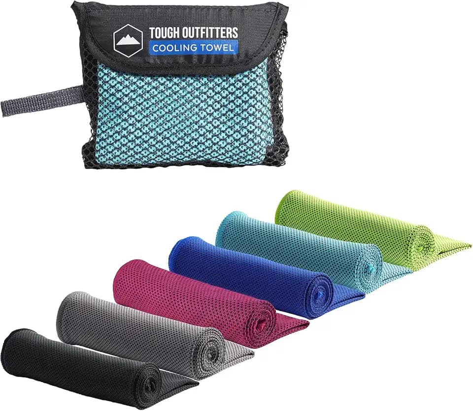 Tough Outdoors Cooling Towel - Cooling Towels for Neck & Face - Ice Wrap & Sweat Rag for Camping Gym Yoga & Sports - Workout Towel for Gym Sweat - Cool Towels for Extreme Heat - 6 Pack