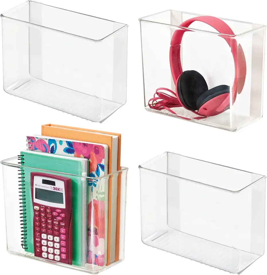 iDesign Adhesive Organizer Bin, Set of 4, Clear