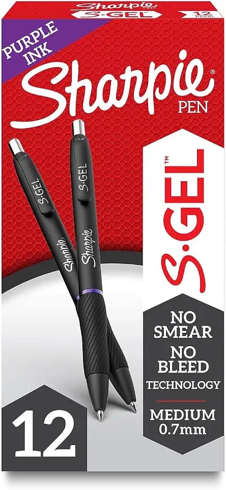 Sharpie S-Gel Pens, Medium Point (0.7mm), Purple Gel Ink, 12 Count - For Home, Office, School