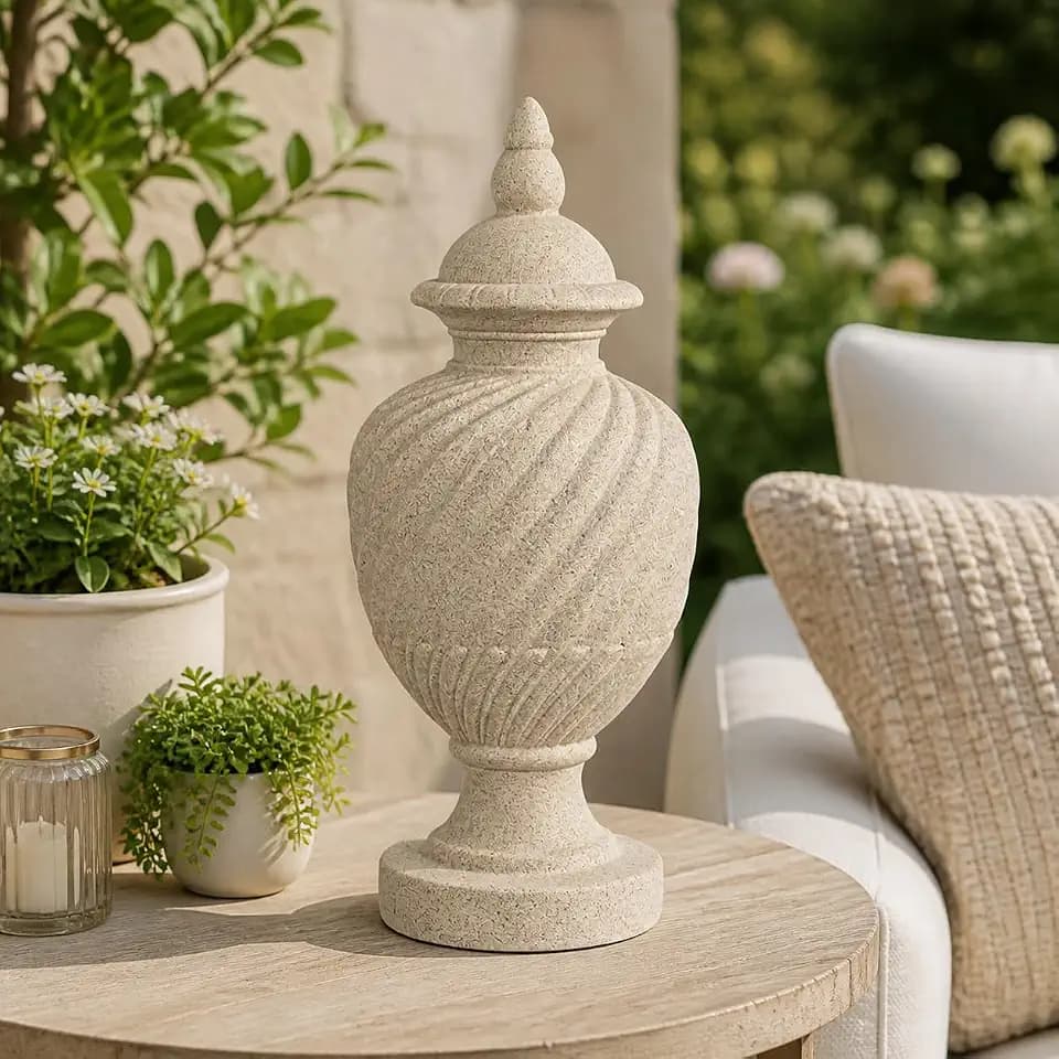 Sand Beige Finial For Entranceway or Gateway, Outdoor Garden Sculpture