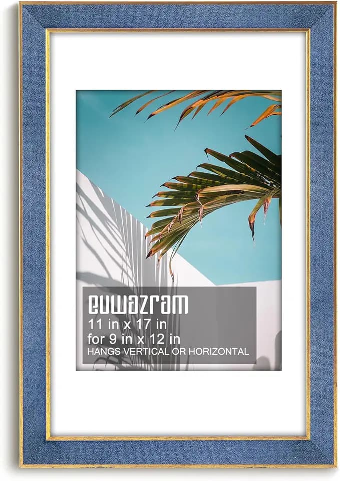 11x17 Poster Frame with Mat for 9x12, Suede Sky Blue
