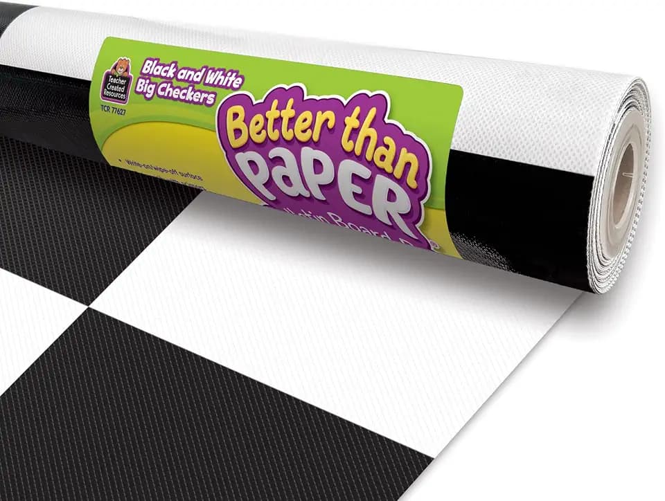 Teacher Created Resources Black and White Big Checkers Better Than Paper Bulletin Board Roll (TCR77627)