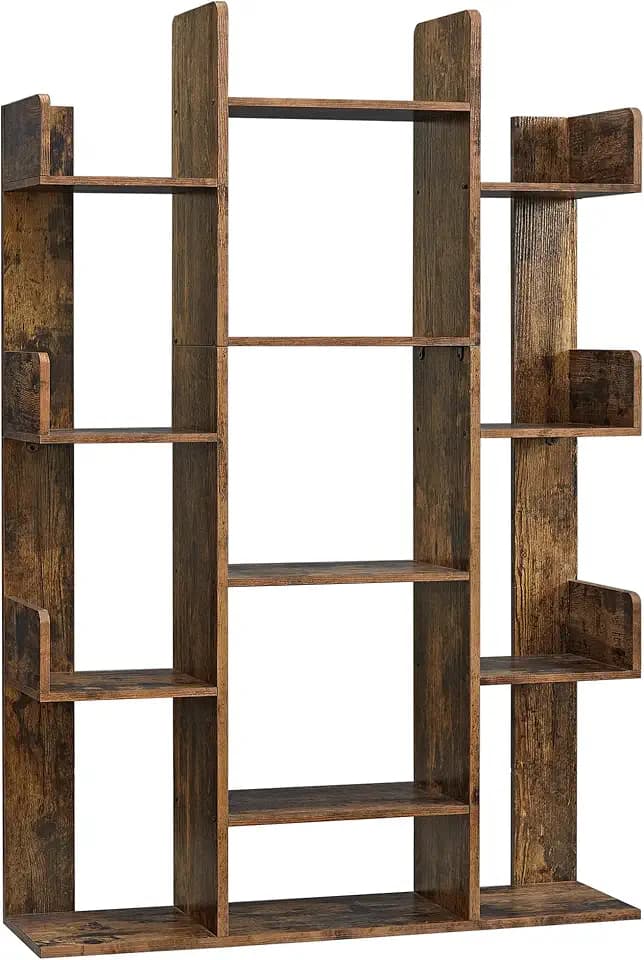 VASAGLE Bookshelf with 13 Storage Shelves, 9.8 x 33.9 x 55.1 Inches