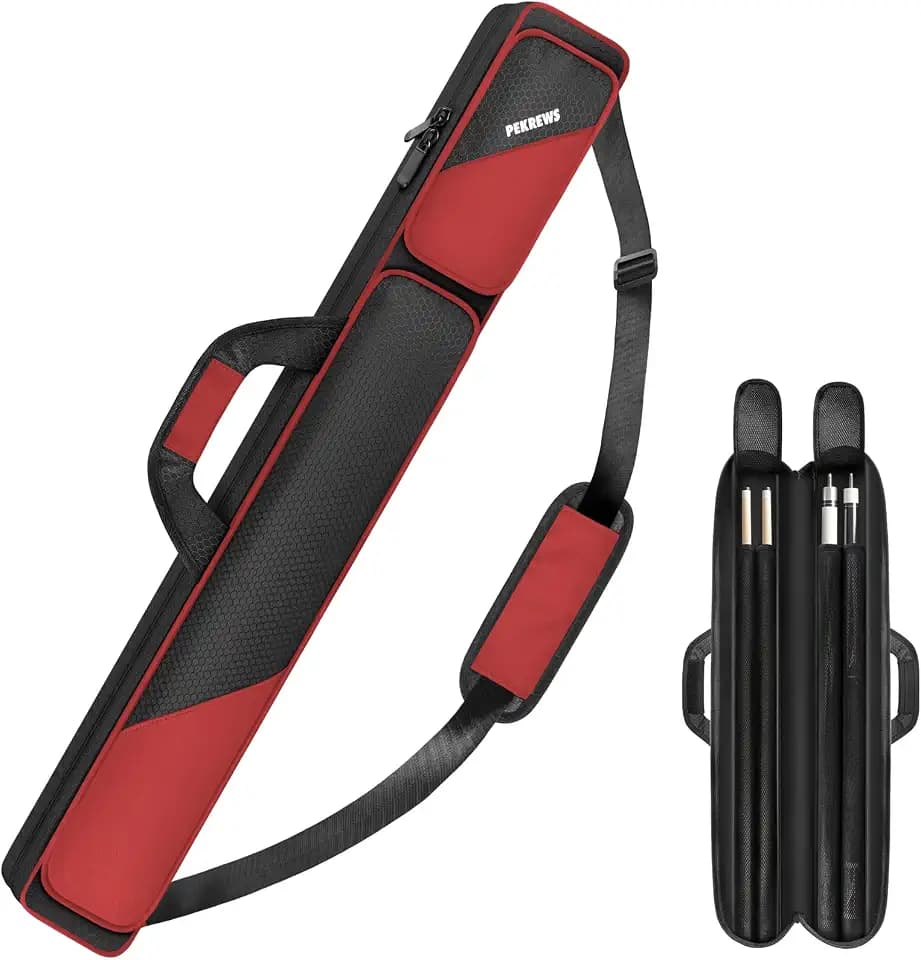 PEKREWS Pool Cue Case, Pool Stick Case 2x2 with 2 Accessories Pockets