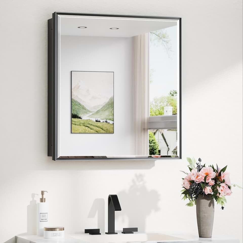 TokeShimi 24x26 in Mirrored Medicine Cabinet for Bathroom, Fully Assembled