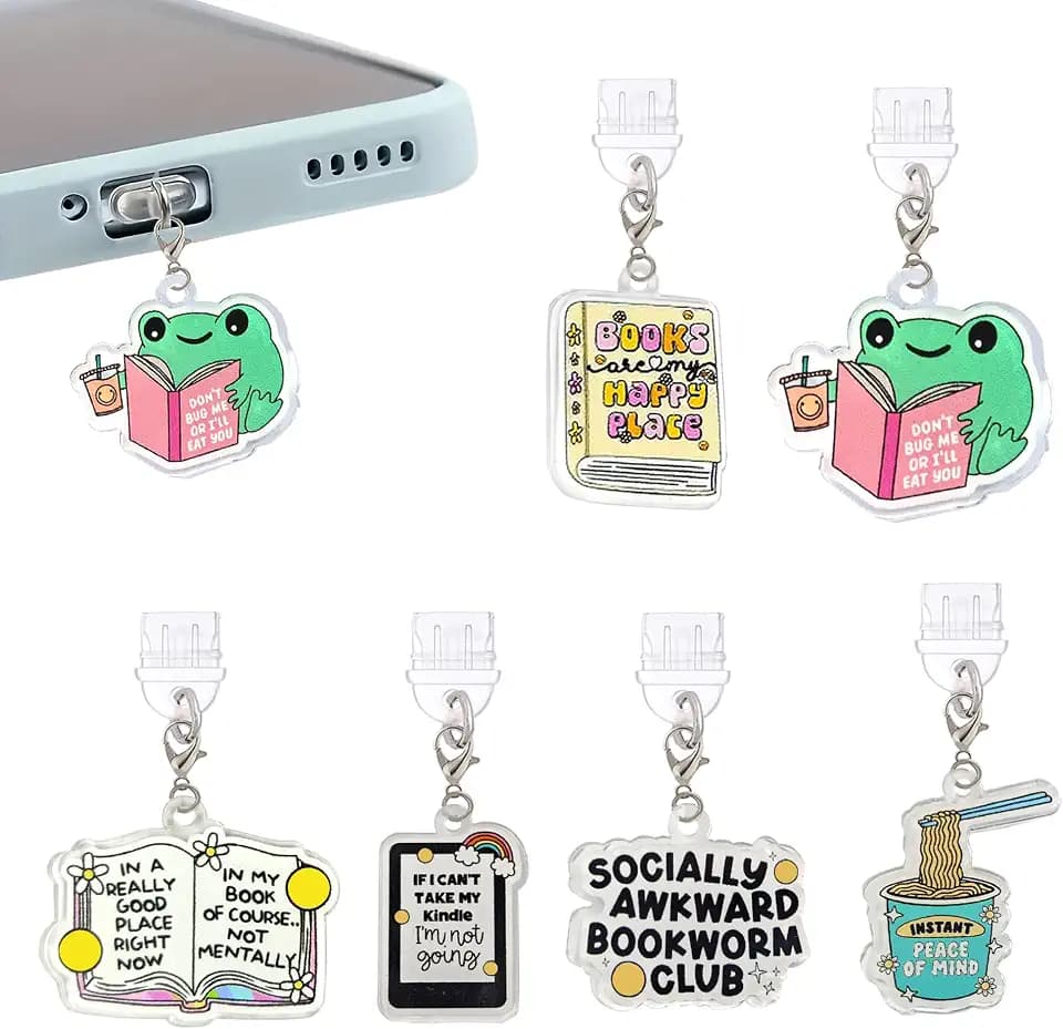 6PCS Charms for E-Reader, Bookish Dust Plug Charm Type C for Kindle Gift