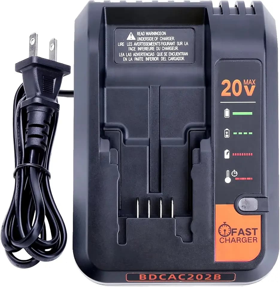 20V Fast Charger Compatible with Black and Decker 20V 12V Max Lithium Battery LBXR20 LBX4020 LBXR2020, BDCAC202B 20Volt 2A Lithium Charger Compatible with Black and Decker Drill Battery