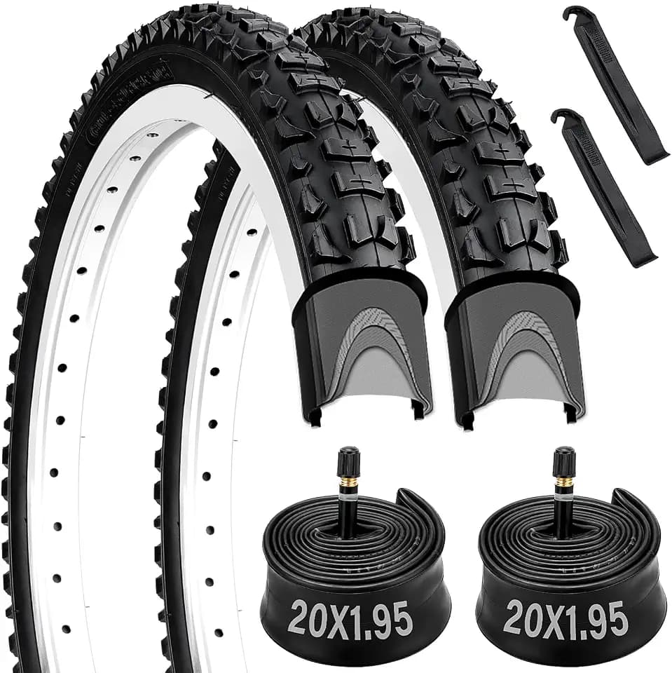 20 inch Bike Tires, 2 Pack Folding 53-406 20x1.95 Bike Tire and Tube Set