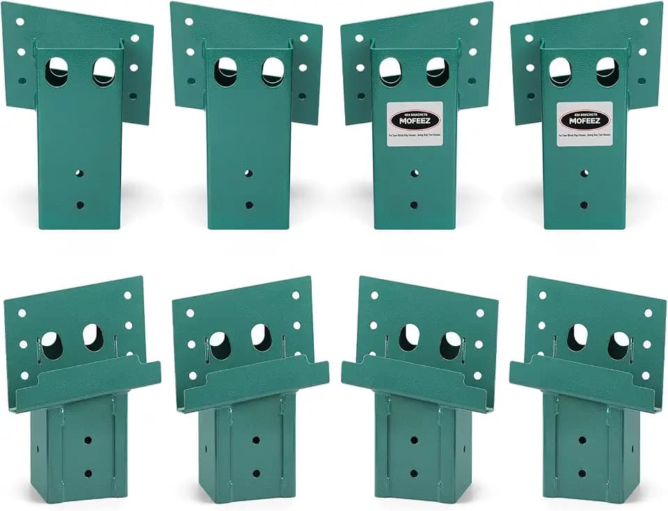 MOFEEZ Deer Stand Brackets 4x4, Heavy Duty Elevator Bracket with Powder Coated for Deer Blind, Outdoor Hunting Platform, Blind Box, Treehouse, Shooting Shack, Over 2000 lb Capacity, Green, Pack 8