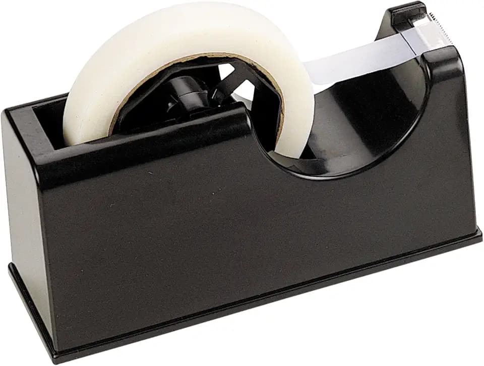 Officemate 2-in-1 Tape Dispenser - Heavy Duty Desktop Holder for 1-Inch and 3-Inch Core Tape Rolls, Impact-Resistant Build, Non-Slip Base, Office Supplies Essential, Black