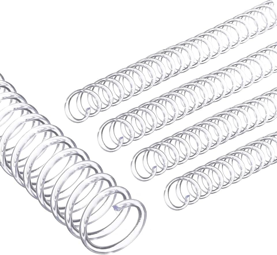 PATIKIL 20mm(3/4") Plastic Spiral Binding Coils, 50 Pcs Binding Spirals 170 Sheet Capacity 4:1 Pitch Binding Spirals for Binding Paper Sheets, Transparent