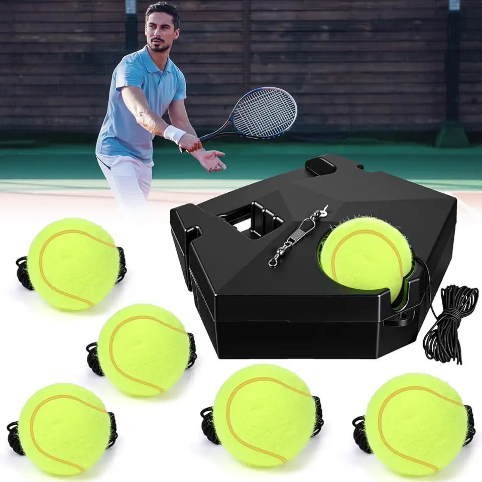 Simgoing Tennis Trainer Rebound, Portable Solo Practice Set with 6 Balls